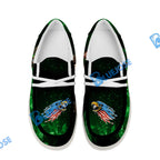 BlueJose Billiards Ball 8 Eagle US Flag Pattern 2 White Canvas Loafer Shoes (3 Colors)