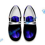 BlueJose Billiards Ball 8 And 9 Fire Skull Crack White Canvas Loafer Shoes (4 Colors)