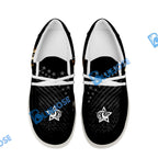 BlueJose Billiards Ball 8 Fire Black US Flag White Canvas Loafer Shoes