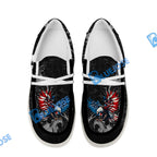 BlueJose Billiards 8 Ball Almighty American Eagle White Canvas Loafer Shoes (4 Colors)