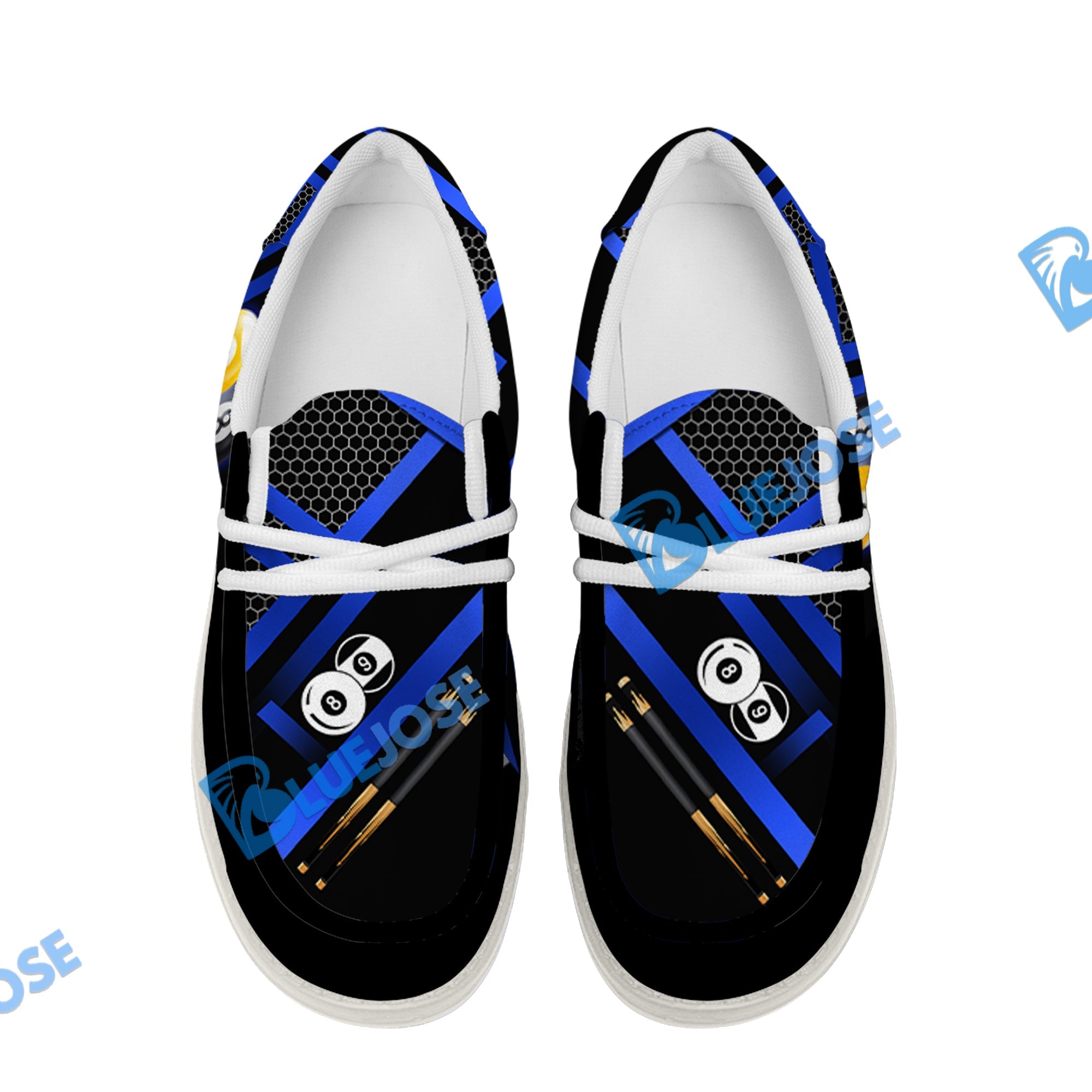 BlueJose Billiards Metalic Style White Canvas Loafer Shoes ( 4 Colors )