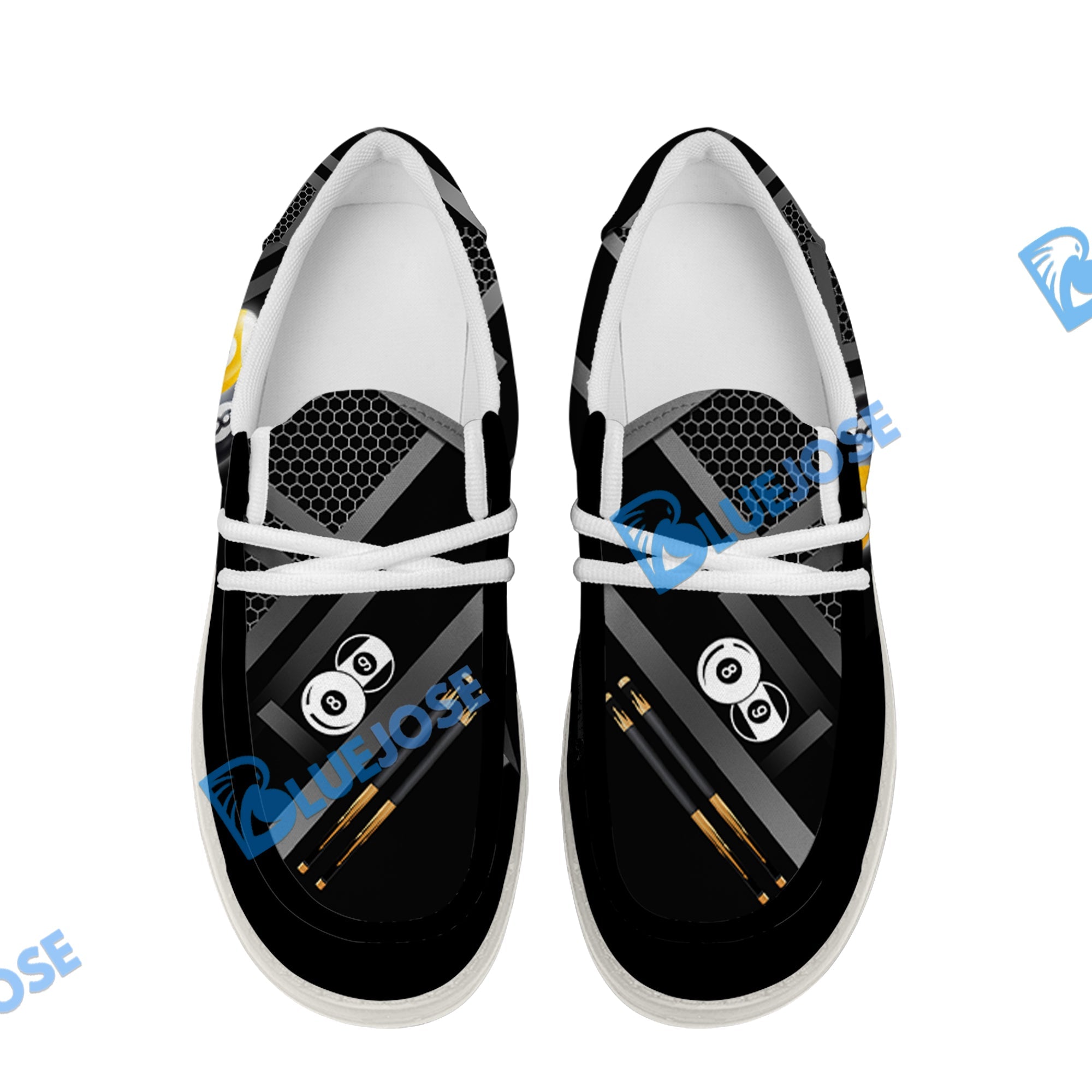 BlueJose Billiards Metalic Style White Canvas Loafer Shoes ( 4 Colors )