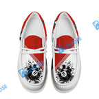BlueJose Billiards Ball 8 Black Stains White Canvas Loafer Shoes ( 4 Colors )
