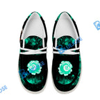 BlueJose Billiard 8 Ball Eagle Fire Flame White Canvas Loafer Shoes ( 4 Colors )