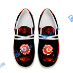BlueJose Billiard 8 Ball Eagle Fire Flame White Canvas Loafer Shoes ( 4 Colors )