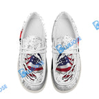 BlueJose Billiards USA Flag White Canvas Loafer Shoes