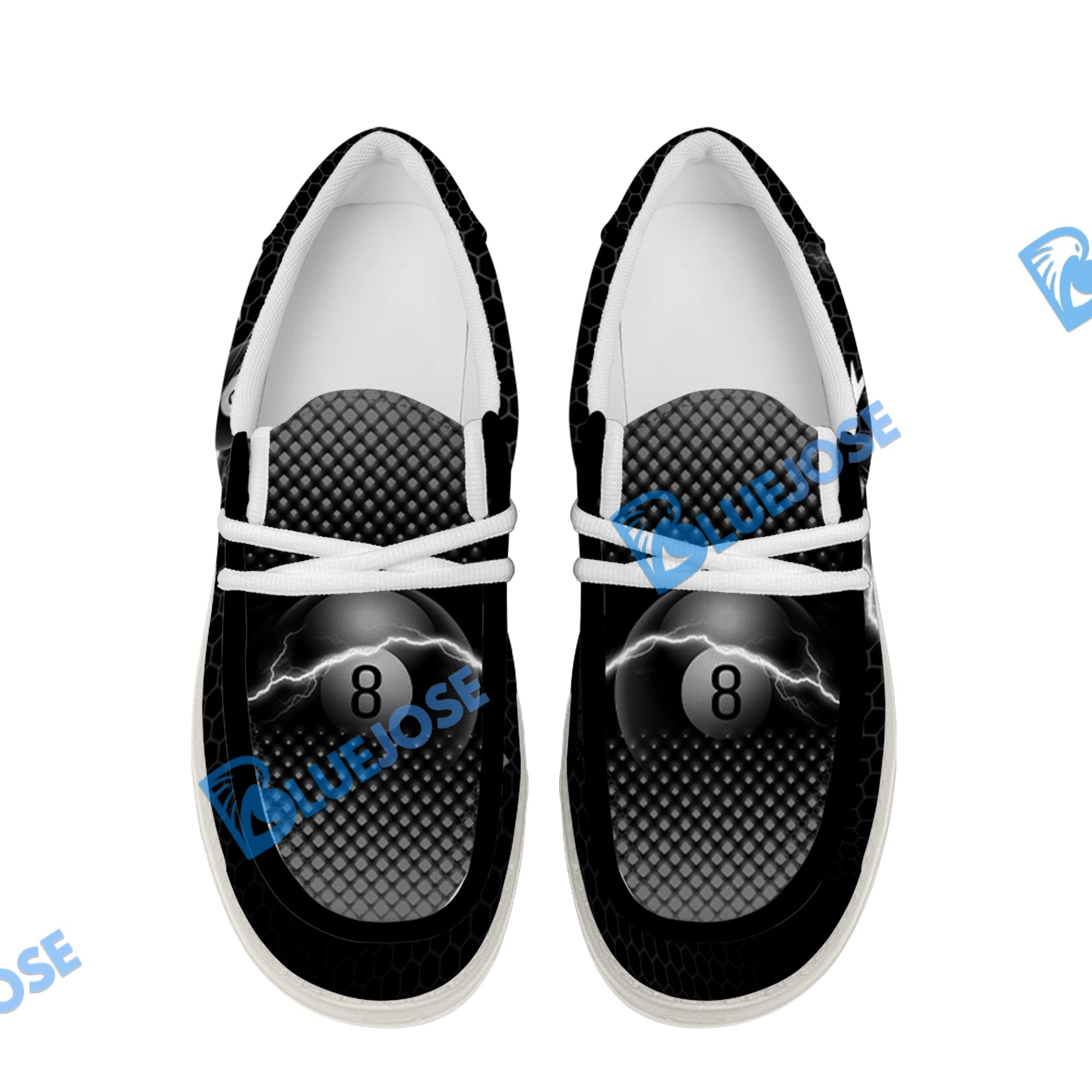 BlueJose Gray Billiards White Canvas Loafer Shoes