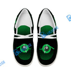 BlueJose Billiards Green Fire White Canvas Loafer Shoes