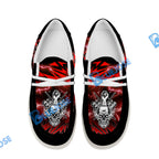 BlueJose Billiards Ball 8 Deadly Thunder Skull 2 White Canvas Loafer Shoes (3 Colors)