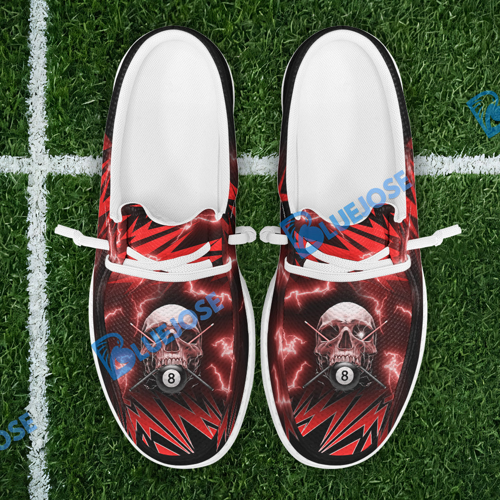 BlueJose Billiards Ball 8 Deadly Thunder Skull Mesh Dude Shoes (6 Colors)