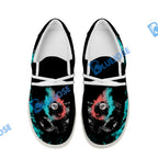 BlueJose Billiards 8 Dust Flame Red Cyan White Canvas Loafer Shoes