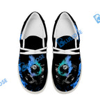 BlueJose Billiards 8 Dust Flame Blue Cyan White Canvas Loafer Shoes