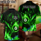 BlueJose Billiards Ball 8 Pool Hell Fire Dragon Personalized Name & Team Name Shirt (4 Colors)