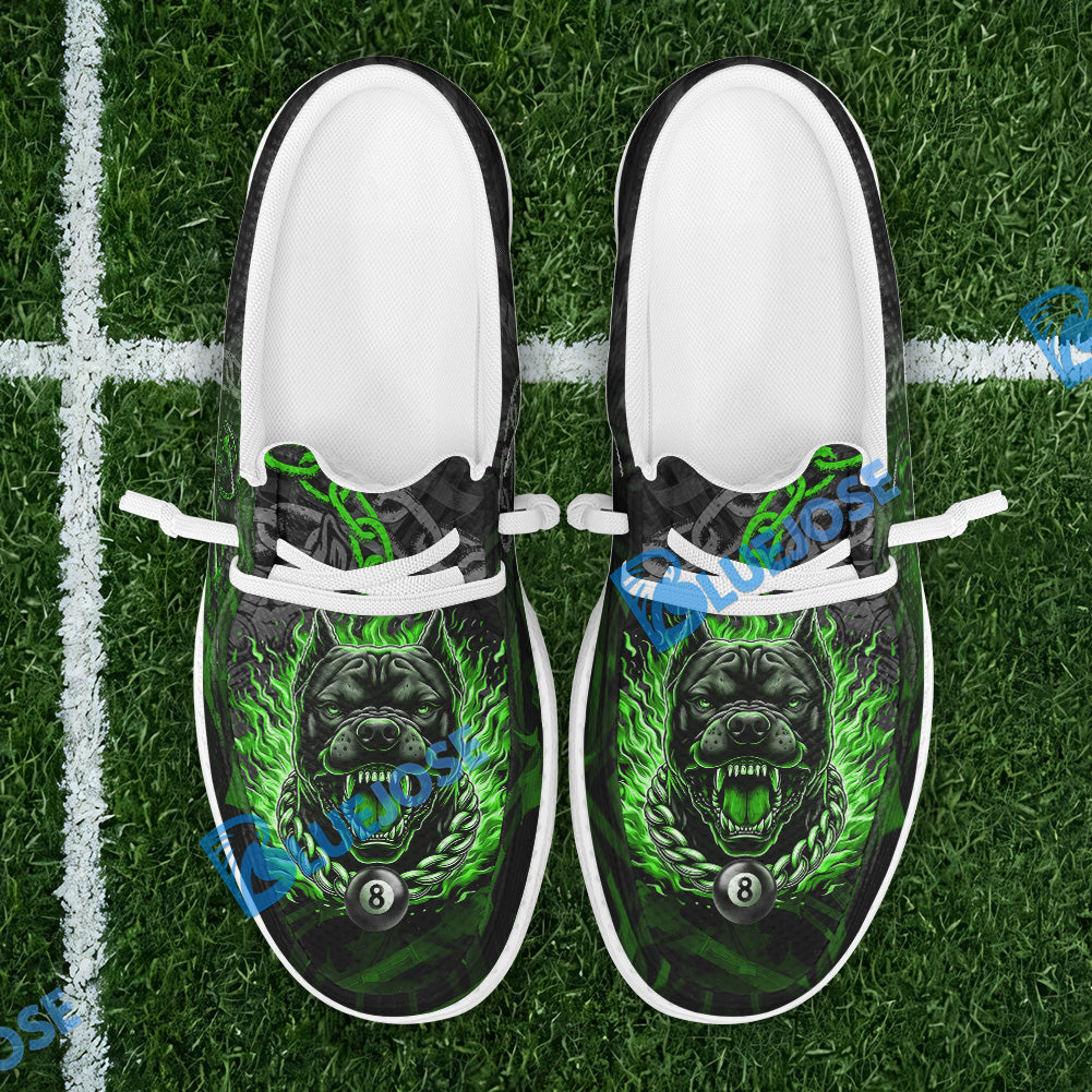 BlueJose Billiards 8-Ball Pitbull Flame Chain Mesh Dude Shoes (4 Colors)