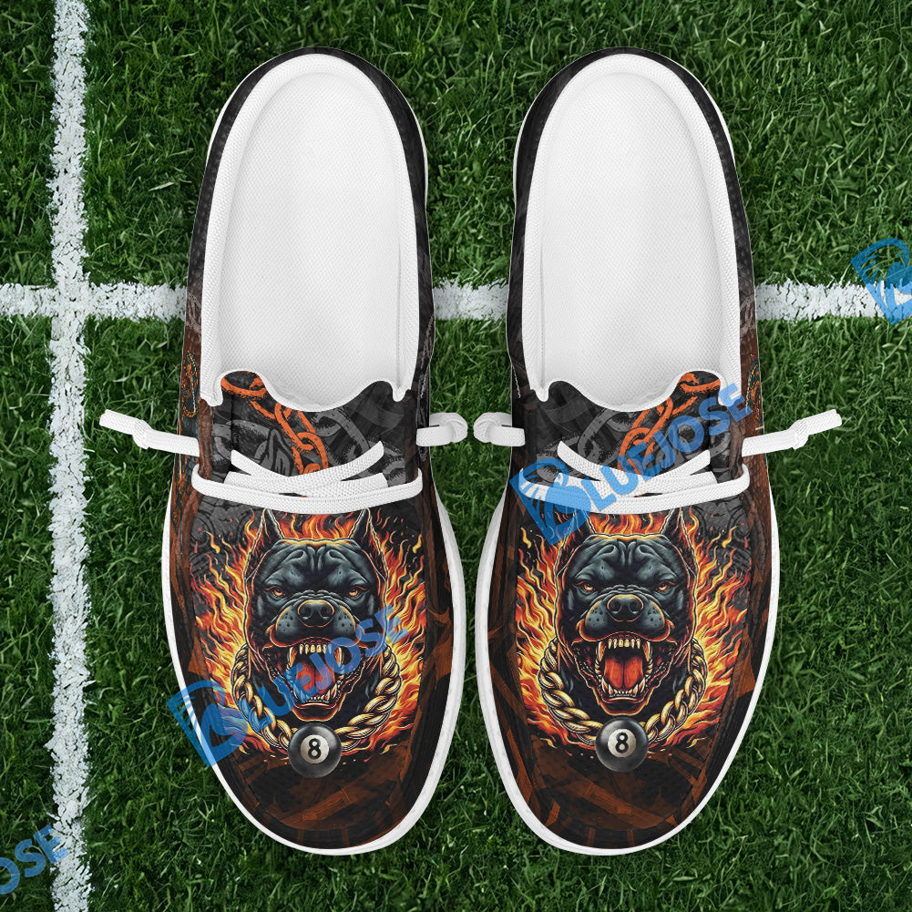 BlueJose Billiards 8-Ball Pitbull Flame Chain Mesh Dude Shoes (4 Colors)