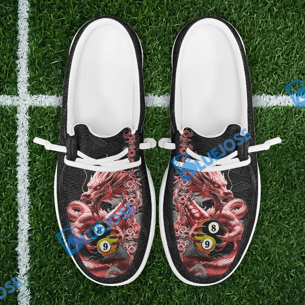 BlueJose Billiards 8 Ball 9 Ball Golden Dragon Yin And Yang Mesh Dude Shoes (4 Colors)