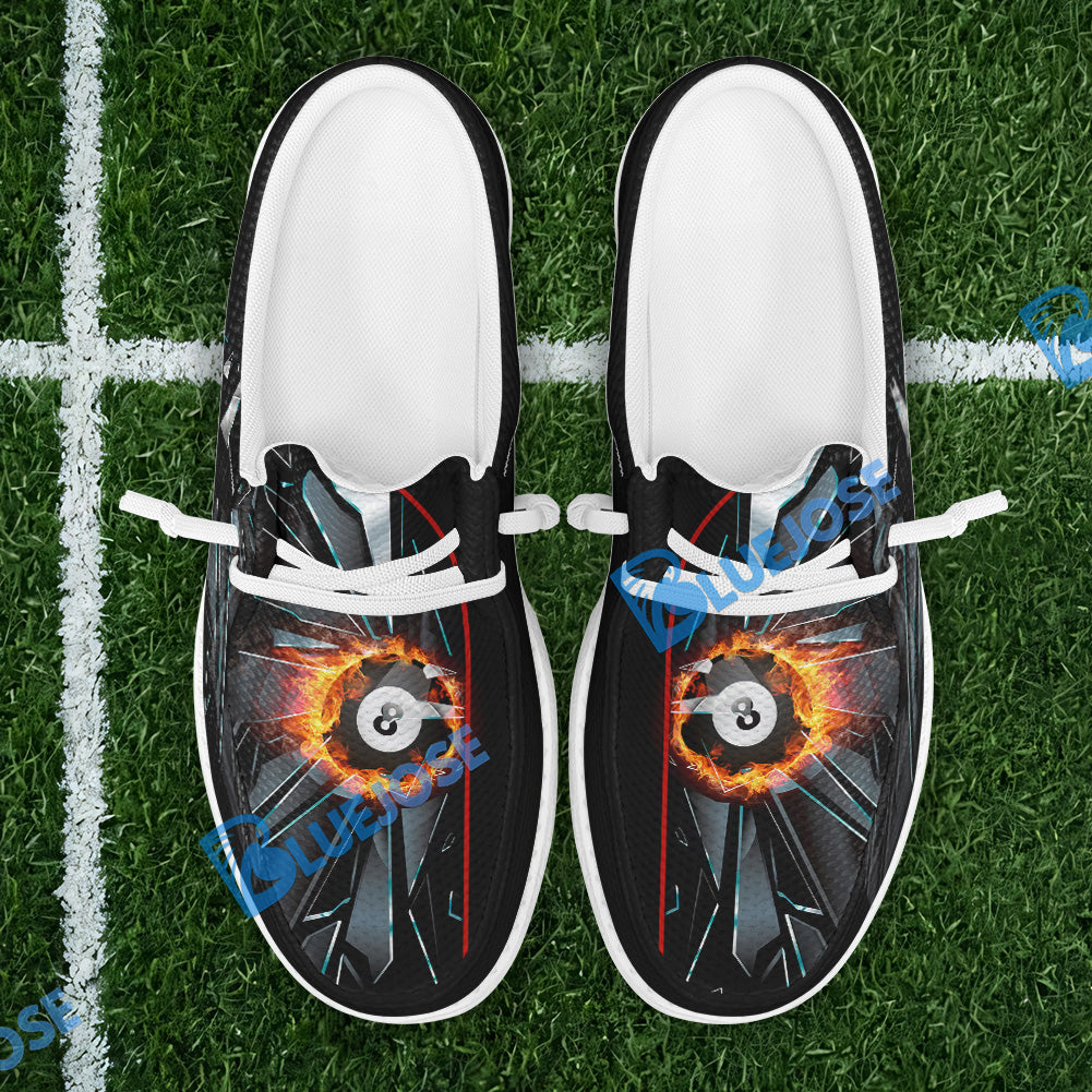 BlueJose Billiards Ball 8 Fire Broken Glass Mesh Dude Shoes (4 Colors)