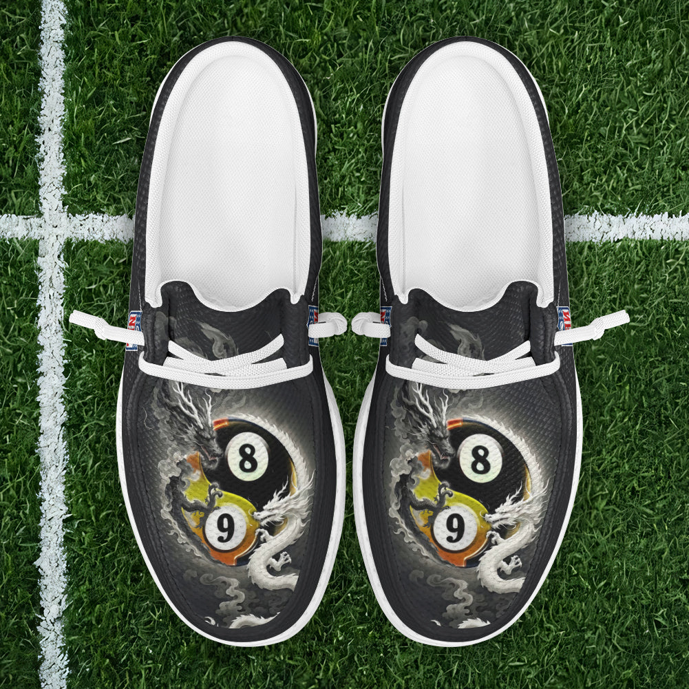 BlueJose Billiards 8 And 9 Ball Black And White Dragon Couple Mesh Dude Shoes