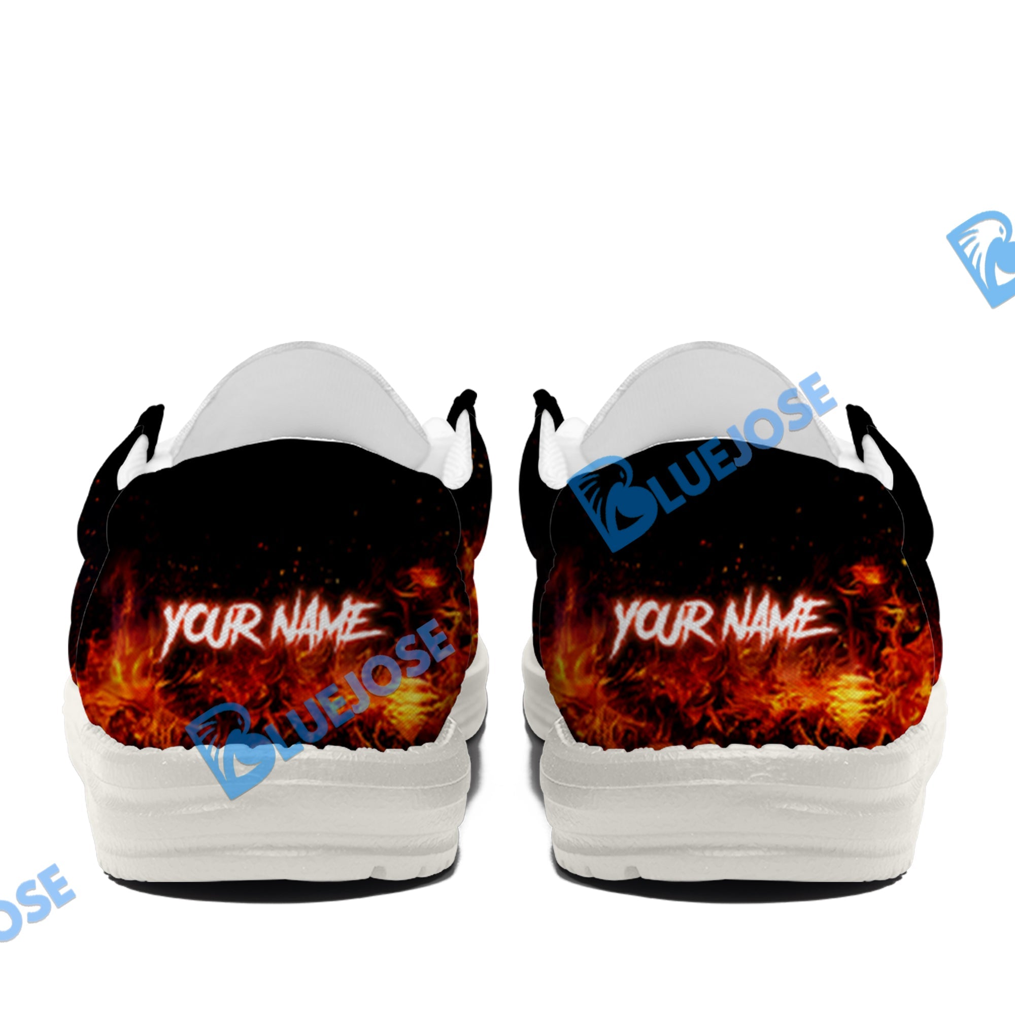 BlueJose Billiard 8 Ball Eagle Fire Flame White Canvas Loafer Shoes ( 4 Colors )