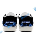 BlueJose Billiards Skull Fire White Canvas Loafer Shoes (4 Colors)