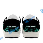 BlueJose Billiards Skull Fire White Canvas Loafer Shoes (4 Colors)