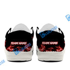 BlueJose Billiards Skull Fire White Canvas Loafer Shoes (4 Colors)