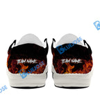 BlueJose Billiards 8 Ball Fusion Skulls White Canvas Loafer Shoes (4 Colors)