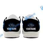 BlueJose Billiards 8 Heavenly Flame Blue White Canvas Loafer Shoes