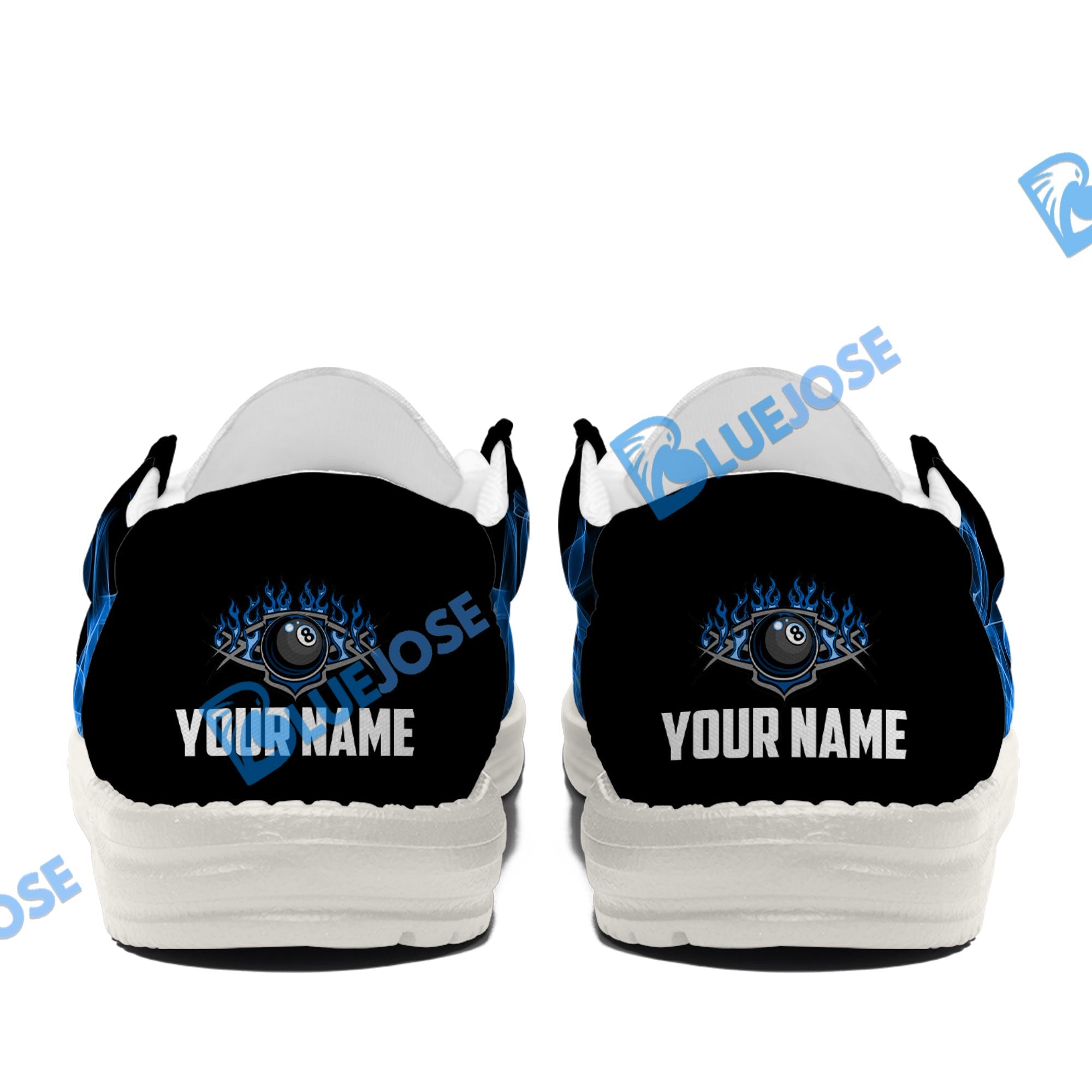 BlueJose Billiards 8 Heavenly Flame Blue White Canvas Loafer Shoes