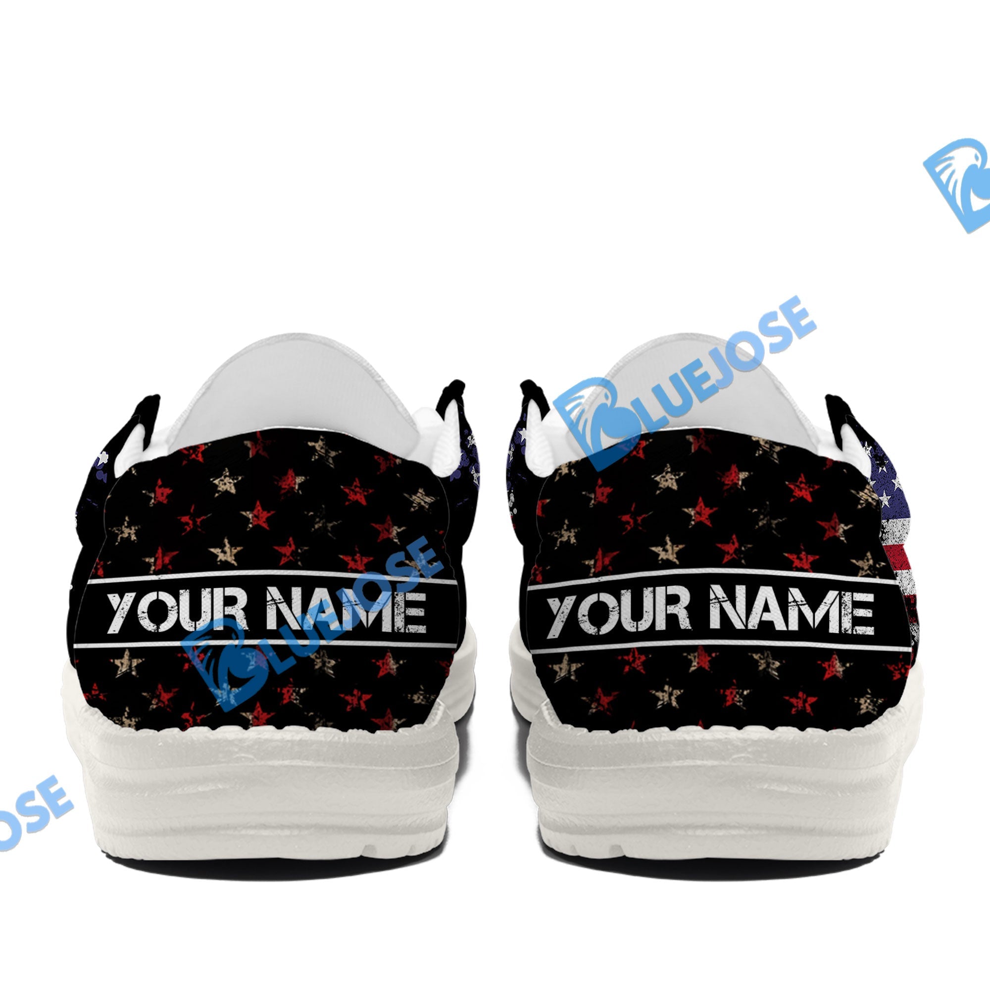 BlueJose Billiards American Flag 9 Ball Player White Canvas Loafer Shoes