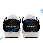 BlueJose Billiards Ball 8 Fire Black US Flag White Canvas Loafer Shoes