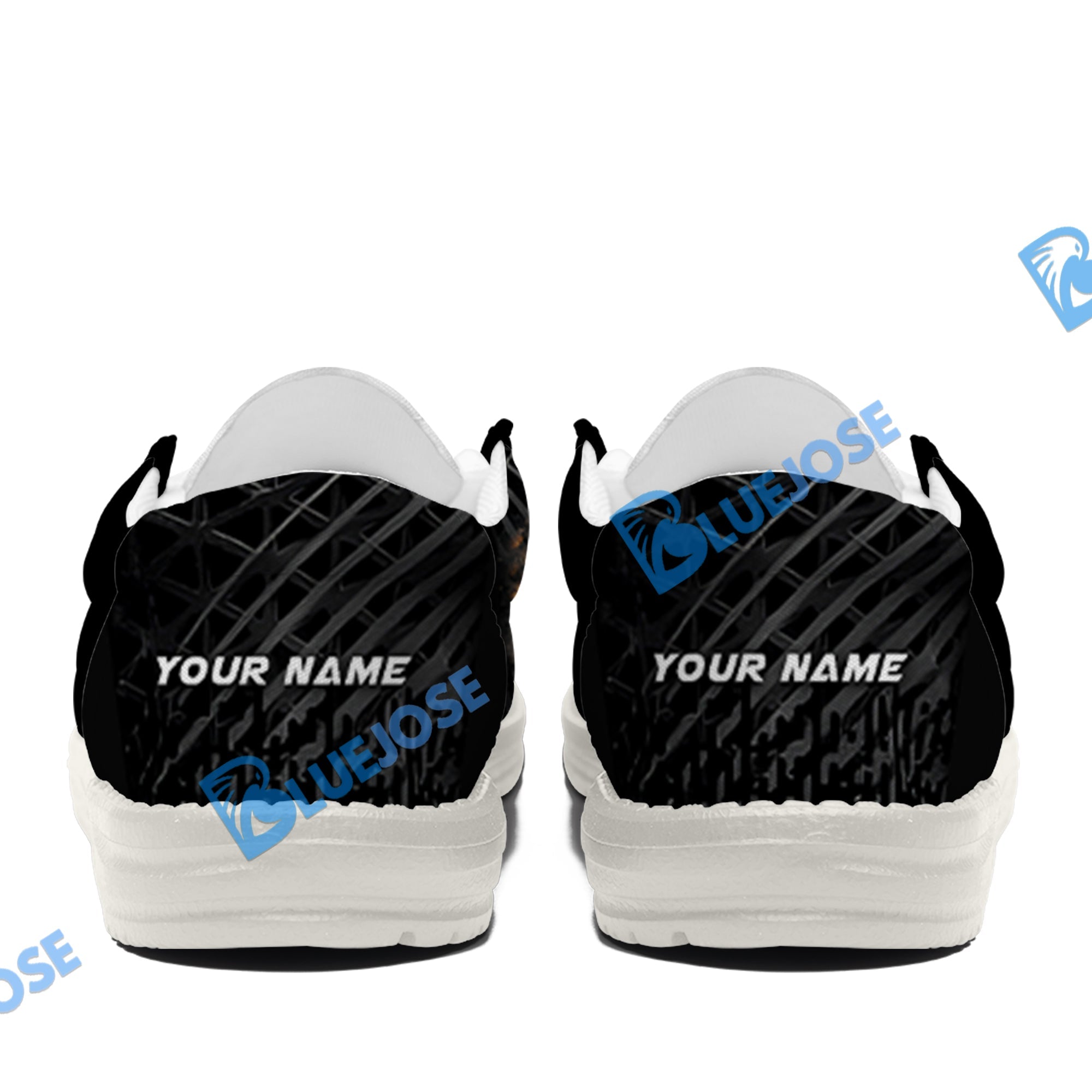 BlueJose Billiards Ball 9 Fire Black US Flag White Canvas Loafer Shoes