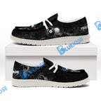 BlueJose Billiards 8 Ball Almighty American Eagle White Canvas Loafer Shoes (4 Colors)