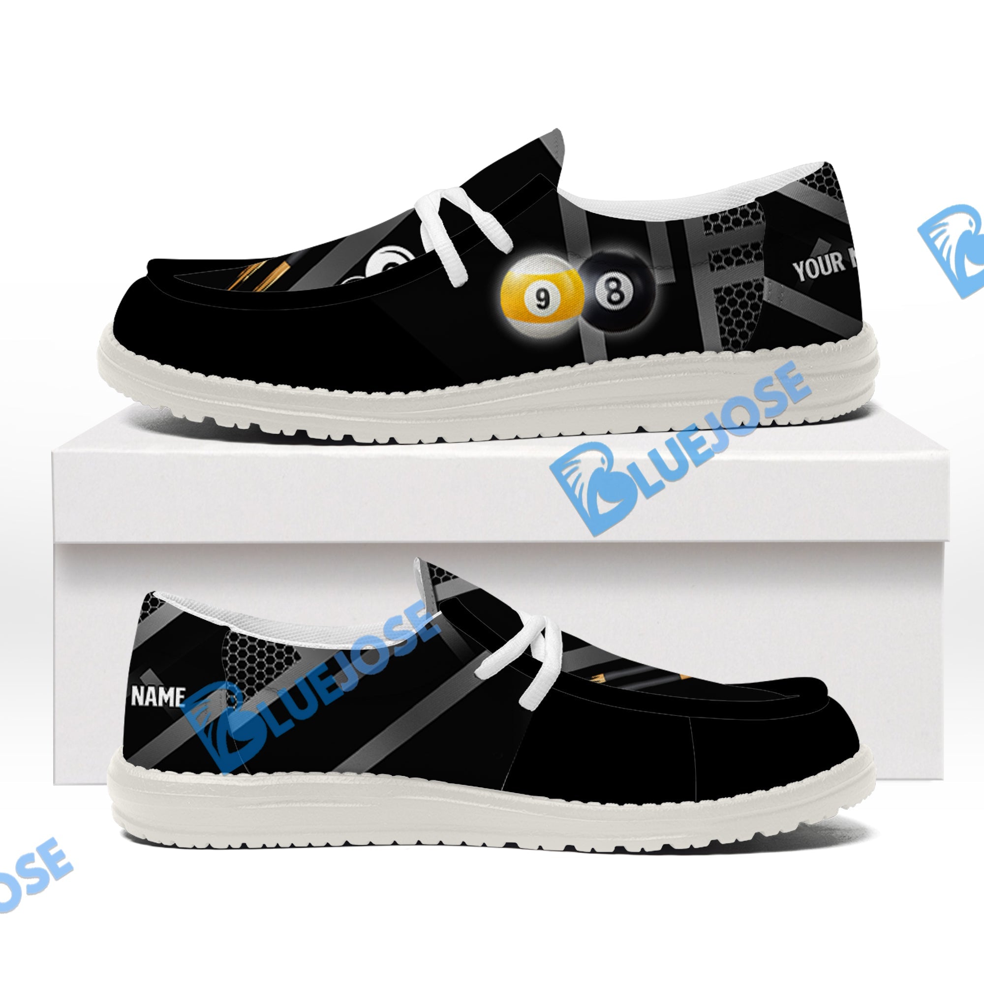 BlueJose Billiards Metalic Style White Canvas Loafer Shoes ( 4 Colors )