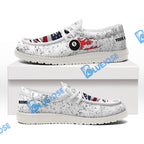 BlueJose Billiards USA Flag White Canvas Loafer Shoes