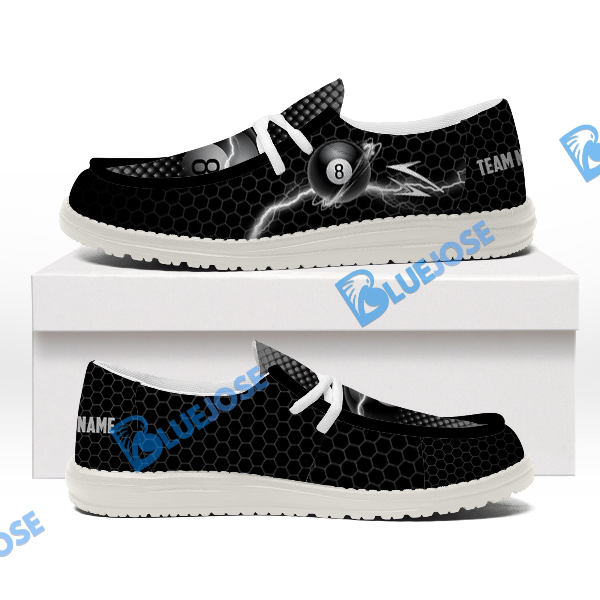 BlueJose Gray Billiards White Canvas Loafer Shoes