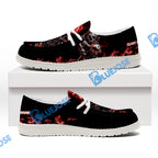 BlueJose Billiards Skull Fire White Canvas Loafer Shoes (4 Colors)