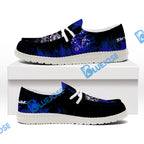 BlueJose Billiards 8 Ball Fusion Skulls White Canvas Loafer Shoes (4 Colors)