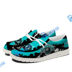 BlueJose Billiards Ball 8 Cracks Of Time 2 White Canvas Loafer Shoes (3 Colors)
