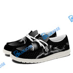 BlueJose Gray Billiards White Canvas Loafer Shoes