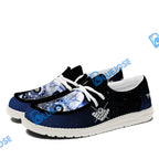 BlueJose Billiards Ball 8 Cross Eagle American Flag  White Canvas Loafer Shoes (4 Colors)