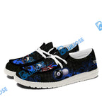 BlueJose Billiards 8 Ball Almighty American Eagle White Canvas Loafer Shoes (4 Colors)