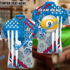 BlueJose Billiards 8 ball & 9 Ball New USA Personalized Name, Team Name Shirt (4 Colors)