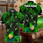 BlueJose Billiards Ball 8 & 9 Grim Reaper Fire Design Personalized Name Shirt (4 Colors)