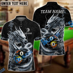 BlueJose Billiards 8 Ball 9 Ball Golden Dragon Yin And Yang Personalized Name Shirt (4 Colors)