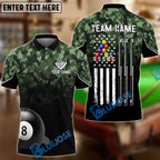 BlueJose Billiards Ball 8 American Flag Camo Personalized Name, Team Name Unisex Shirt ( 4 Colors )