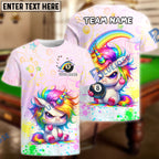 BlueJose Billiards Cute Angry Unicorn Rainbow 8 Ball Personalized Shirt