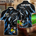 BlueJose Billiards Ball 8&9 Yinyang Golden Fury Dragon Personalized Name Shirt (4 Colors)