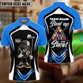 BlueJose Billiards 8-Ball Pool Shut Up and Shoot Ver Triangle Rack Personalized Name, Team Name Unisex Shirt (4 Colors)
