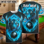 BlueJose Billiards 8 Ball Wings Fiery Tiger Personalized Name, Team Name Unisex Shirt (4 Colors)